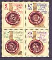 Germany - East 1984 Historical Seals set of 4 in se-tenant block unmounted mint, SG E2595a