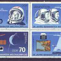 Germany - East 1986 25th Anniversary of Manned Space Flight set of 4 in se-tenant block unmounted mint, SG E2715a