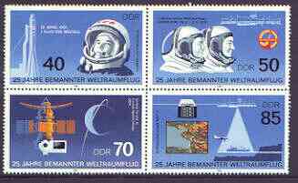 Germany - East 1986 25th Anniversary of Manned Space Flight set of 4 in se-tenant block unmounted mint, SG E2715a