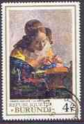 Burundi 1968 The Lace Maker by Vermeer (from Famous Paintings set) fine used, SG 349