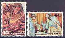 Spain 1986 Christmas Wood Carvings perf set of 2 unmounted mint, SG 2889-90