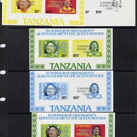 Tanzania 1985 Life & Times of HM Queen Mother m/sheet (containing SG 425 & 427 with 'Caribbean Royal Visit' opt in silver) set of 5 imperf progressive colour proofs unmounted mint