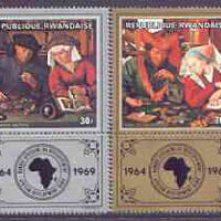 Rwanda 1969 African Development Bank (Paintings) perf set of 2 with tabs unmounted mint, SG 305-06