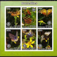 Benin 2004 Butterflies imperf sheetlet containing set of 6 values each with Scouts logo unmounted mint. Note this item is privately produced and is offered purely on its thematic appeal