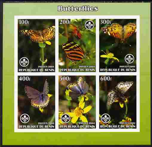 Benin 2004 Butterflies imperf sheetlet containing set of 6 values each with Scouts logo unmounted mint. Note this item is privately produced and is offered purely on its thematic appeal