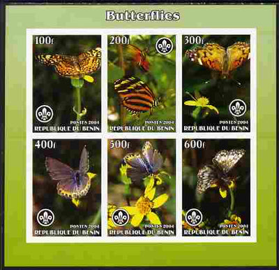 Benin 2004 Butterflies imperf sheetlet containing set of 6 values each with Scouts logo unmounted mint. Note this item is privately produced and is offered purely on its thematic appeal