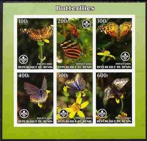 Benin 2004 Butterflies imperf sheetlet containing set of 6 values each with Scouts logo unmounted mint. Note this item is privately produced and is offered purely on its thematic appeal