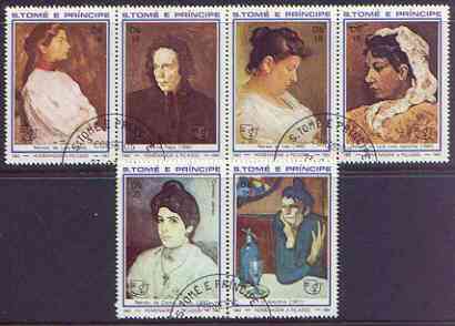 St Thomas & Prince Islands 1982 Paintings of Women by Picasso perf set of 6 fine cds used, Mi 801-06