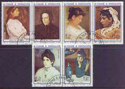 St Thomas & Prince Islands 1982 Paintings of Women by Picasso perf set of 6 fine cds used, Mi 801-06