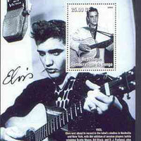 Congo 2002 25th Death Anniversary of Elvis Presley perf souvenir sheet #3 (1955 B&W pic of Elvis in recording studio) unmounted mint