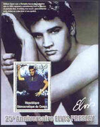 Congo 2002 25th Death Anniversary of Elvis Presley perf souvenir sheet #4 (1955 colour pic of Elvis in blue shirt) unmounted mint
