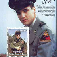 Congo 2002 25th Death Anniversary of Elvis Presley perf souvenir sheet #6 (1958 colour pic of Elvis in GI uniform) unmounted mint