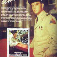 Congo 2002 25th Death Anniversary of Elvis Presley perf souvenir sheet #7 (1958 colour pic of Elvis in GI uniform in car) unmounted mint