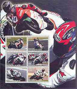 Benin 2002 Racing Motorcycles #1 special large perf sheet containing 6 values unmounted mint
