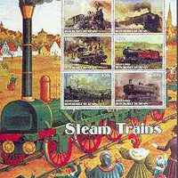 Benin 2002 Steam Locomotives special large perf sheet containing 6 values unmounted mint