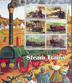 Benin 2002 Steam Locomotives special large perf sheet containing 6 values unmounted mint