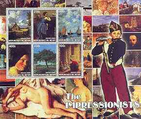 Benin 2002 The Impressionists #5 special large perf sheet containing 6 values unmounted mint