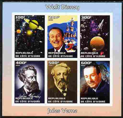 Ivory Coast 2004 Walt Disney & Jules Verne imperf sheetlet containing 6 values unmounted mint. Note this item is privately produced and is offered purely on its thematic appeal