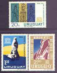 Uruguay 1964 Nubian Monuments Preservation perf set of 3 unmounted mint, SG 1244-46