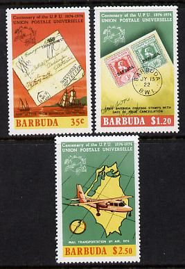 Barbuda 1974 Universal Postal Union perf set of 3 unmounted mint SG 177-9