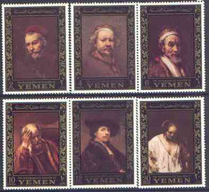 Yemen - Royalist 1967 Rembrandt perf set of 6 (borders in gold) unmounted mint as SG R205-10, Mi 278-83A