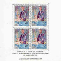 Dahomey 1967 Dr Ardenauer Commem oration perf sheetlet containing block of 4 unmounted mint, as SG 294