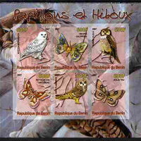 Benin 2007 Butterflies & Owls #4 imperf sheetlet containing 6 values unmounted mint. Note this item is privately produced and is offered purely on its thematic appeal