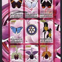 Djibouti 2010 Butterflies & Orchids #2 imperf sheetlet containing 8 values plus label with Rotary logo unmounted mint