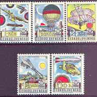 Czechoslovakia 1977 'Praga 78' Stamp Exhibition (6th issue - Early Aviation) perf set of 5 unmounted mint, SG 2358-62