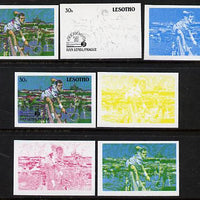 Lesotho 1988 Tennis Federation 30s (Ivan Lendl) unmounted mint set of 7 imperf progressive colour proofs comprising the 4 individual colours plus 2, 3 and all 4-colour composites (as SG 845)