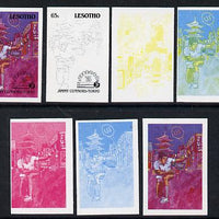 Lesotho 1988 Tennis Federation 65s (Jimmy Connors) unmounted mint set of 7 imperf progressive colour proofs comprising the 4 individual colours plus 2, 3 and all 4-colour composites (as SG 846)