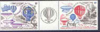 French Southern & Antarctic Territories 1984 Bicentenary of Manned Flight, se-tenant strip of 2 plus label (Balloons & Airships) unmounted mint, SG 190a