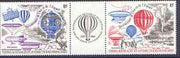 French Southern & Antarctic Territories 1984 Bicentenary of Manned Flight, se-tenant strip of 2 plus label (Balloons & Airships) unmounted mint, SG 190a