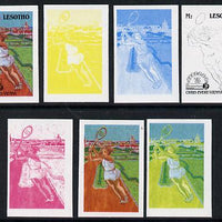 Lesotho 1988 Tennis Federation 2m (Chris Evert) unmounted mint set of 7 imperf progressive colour proofs comprising the 4 individual colours plus 2, 3 and all 4-colour composites (as SG 849)