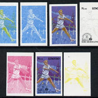 Lesotho 1988 Tennis Federation 2m40 (Boris Becker) unmounted mint set of 7 imperf progressive colour proofs comprising the 4 individual colours plus 2, 3 and all 4-colour composites (as SG 850)