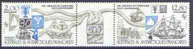 French Southern & Antarctic Territories 1985 30th Anniversary perf strip of 2 plus label unmounted mint, SG 206a