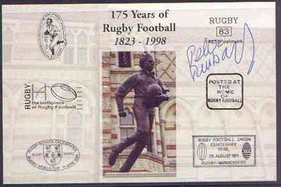 Postcard privately produced in 1998 (coloured) for the 175th Anniversary of Rugby, signed by Peter Rossborough (England - 7 caps & Coventry) unused and pristine
