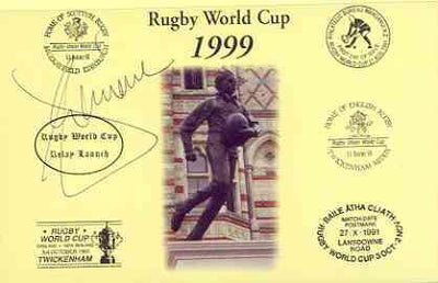 Postcard privately produced in 1999 (coloured) for the Rugby World Cup, signed by Epeli Taione (Tonga & Newcastle) unused and pristine