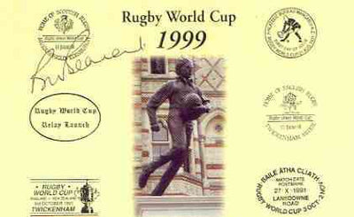 Postcard privately produced in 1999 (coloured) for the Rugby World Cup, signed by Bill Beaumont (England - 34 caps, captain & British Lions captain) unused and pristine