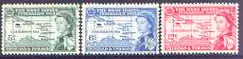 Trinidad & Tobago 1958 British Caribbean Federation set of 3 fine used, SG 281-83