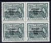 Guyana 1966 Botanical Gardens 2c with Independence opt (Local opt on Script CA wmk) unmounted mint block of 4 with fine offest of opt on gummed side (as SG 421)
