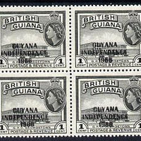 Guyana 1966 GPO Georgetown 1c with Independence opt (Local opt on Script CA wmk) unmounted mint block of 4 with fine offest of opt on gummed side (as SG 420)