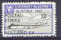Guernsey - Alderney 1971 POSTAL STRIKE overprinted on Viscount 3s (from 1965 Europa Aircraft set) additionaly overprinted 'VIA HOLLAND £4' unmounted mint