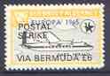 Guernsey - Alderney 1971 POSTAL STRIKE overprinted on Dart Herald 1s (from 1965 Europa Aircraft set) additionaly overprinted 'VIA BERMUDA £6' unmounted mint