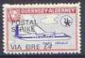 Guernsey - Alderney 1971 POSTAL STRIKE overprinted on Dart Herald 1s (from 1967 Aircraft def set) additionaly overprinted 'VIA EIRE £4' unmounted mint