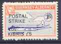 Guernsey - Alderney 1971 POSTAL STRIKE overprinted on Viscount 3s (from 1967 Aircraft def set) additionaly overprinted 'VIA KIBRIS £5' unmounted mint