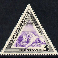 Nicaragua 1947 Lion on Ruben Dario's Tomb 3c triangular shaped unmounted mint SG 1097