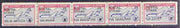 Guernsey - Alderney 1971 POSTAL STRIKE overprinted on BAC One-Eleven 3d (from 1967 Aircraft def set) horiz strip of 5 additionaly overprinted 'VIA S AFRICA £5, VIA INDIA £6, VIA PAKISTAN £6, VIA THAILAND £6 & VIA EGYPT £6' unmounted mint