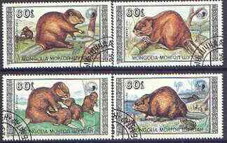 Mongolia 1989 Eurasian Beaver perf set of 4 fine used, SG 1993-96*