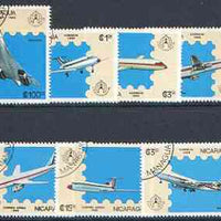 Nicaragua 1986 'Stockholmia 86' Stamp Exhibition set of 7 Aircraft fine used, SG 2783-89*